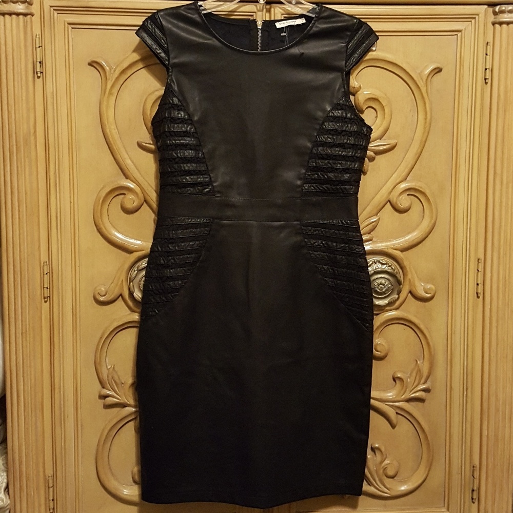 Black Drole de Copine Faux-Leather/Lace Dress